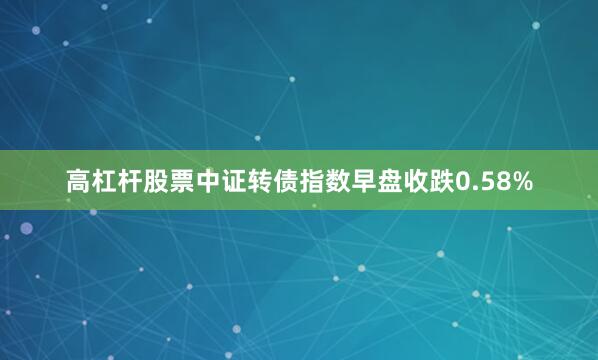 高杠杆股票中证转债指数早盘收跌0.58%