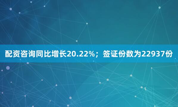 配资咨询同比增长20.22%；签证份数为22937份